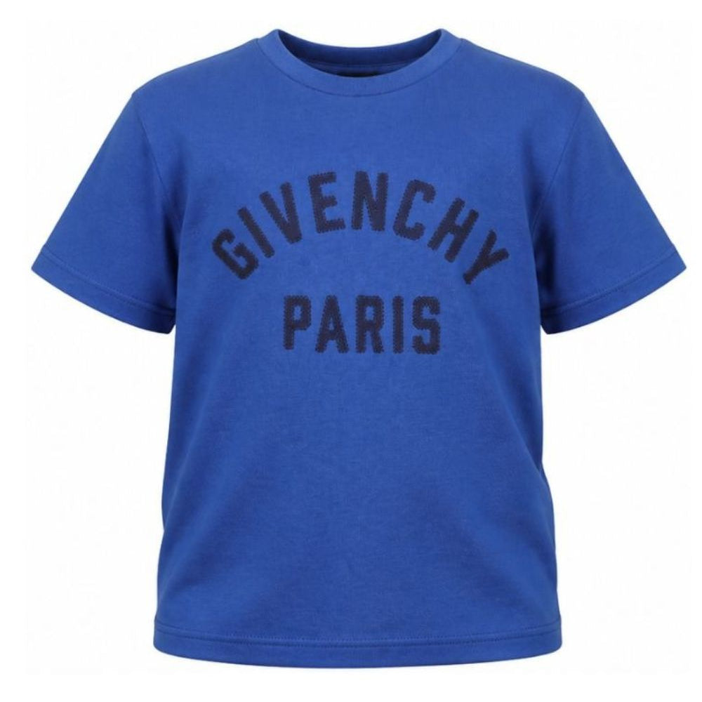 T-shirt per bambini Givenchy Kids blu con stampa logo sul davanti H31345 865 GIVENCHY KIDS