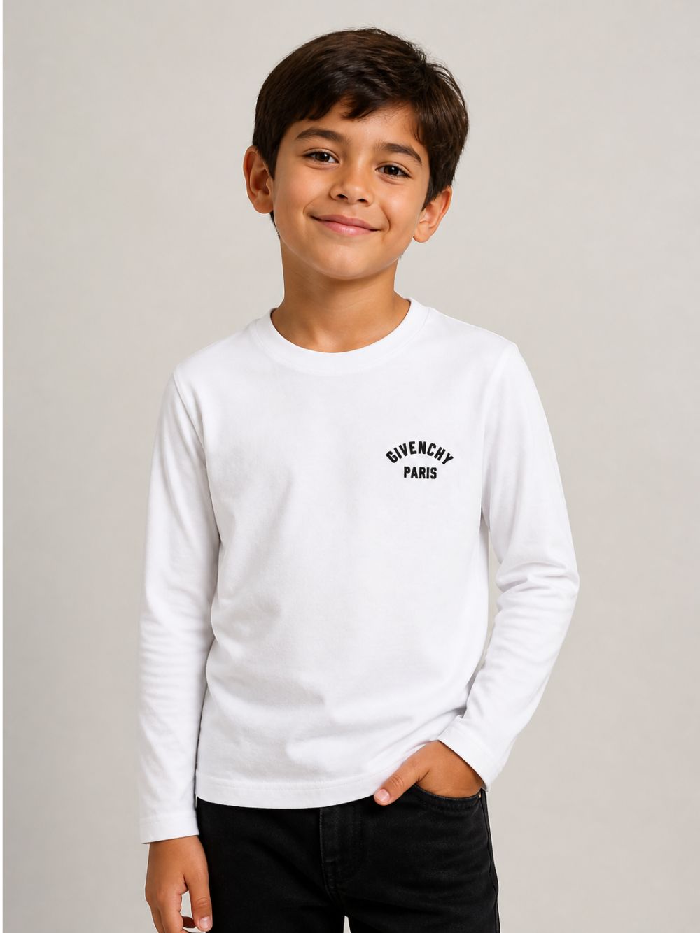 T-shirt per bambino Givenchy Kids bianca con logo sul davanti H31347 10P GIVENCHY KIDS