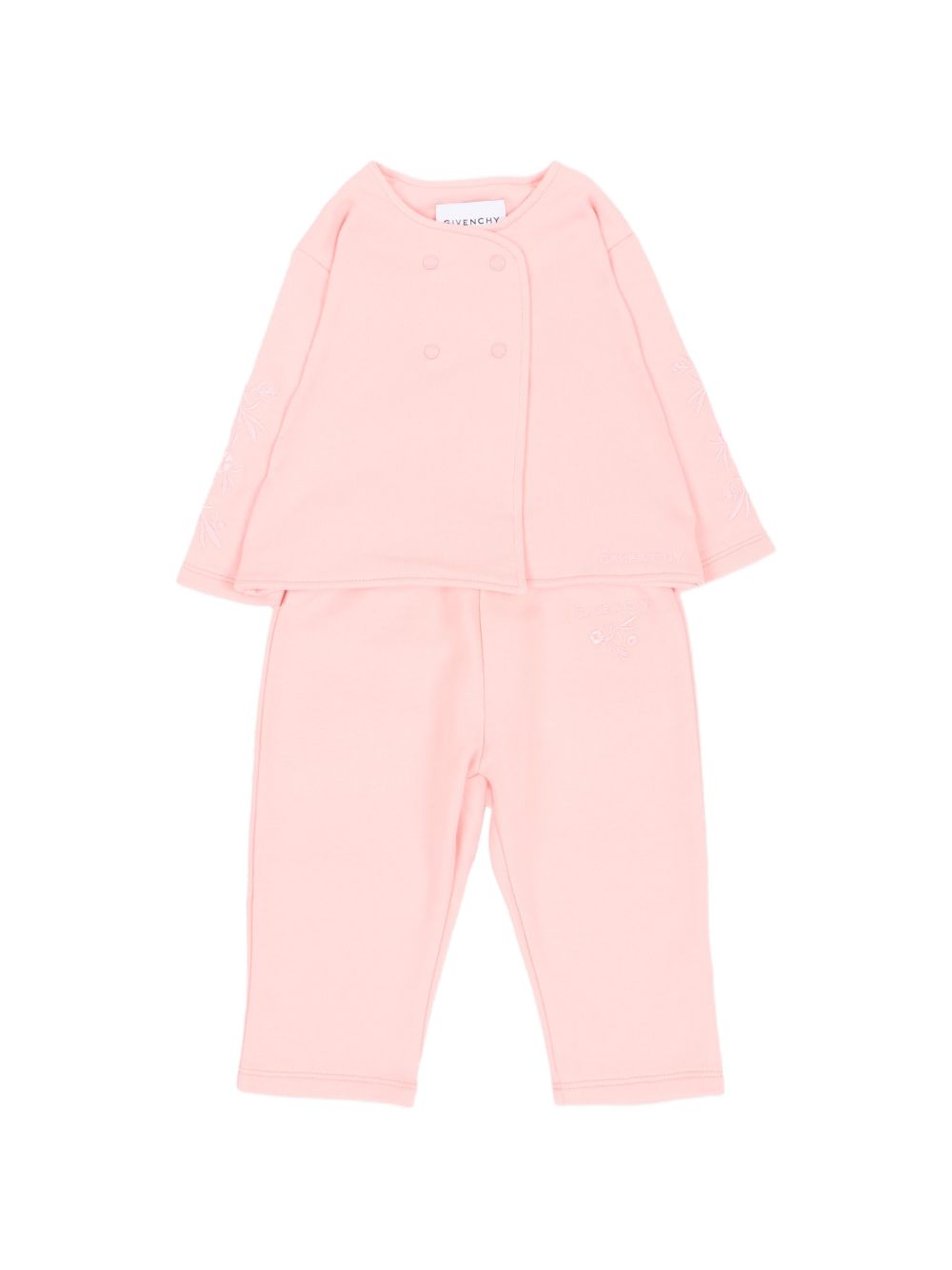 Tuta sportiva doppiopetto per neonata Givenchy Kids rosa con ricamo a fiori H31377 46G GIVENCHY KIDS