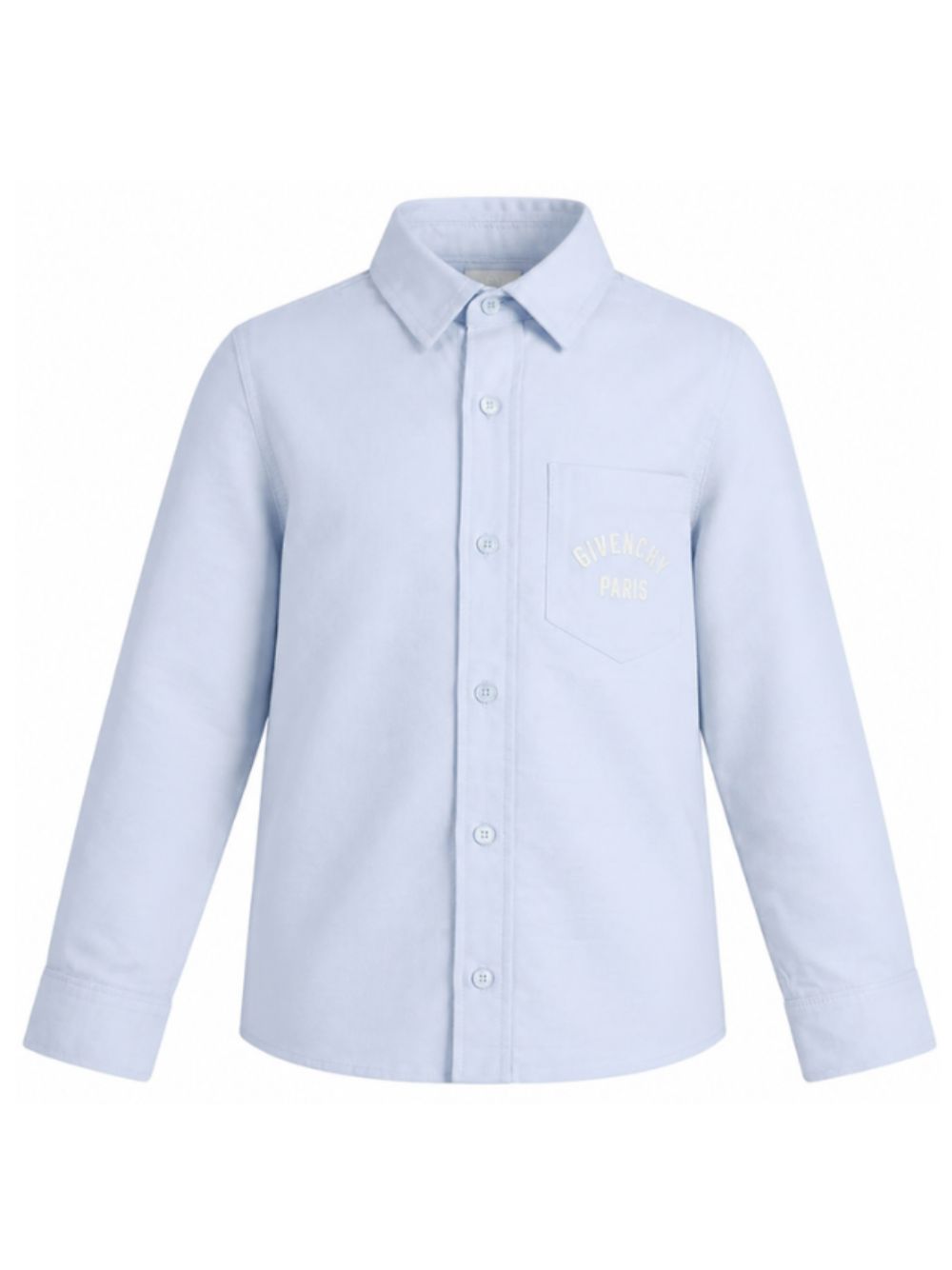 Camicia per bambino Givenchy Kids azzurra con logo ricamato e tasca H31392 789 GIVENCHY KIDS