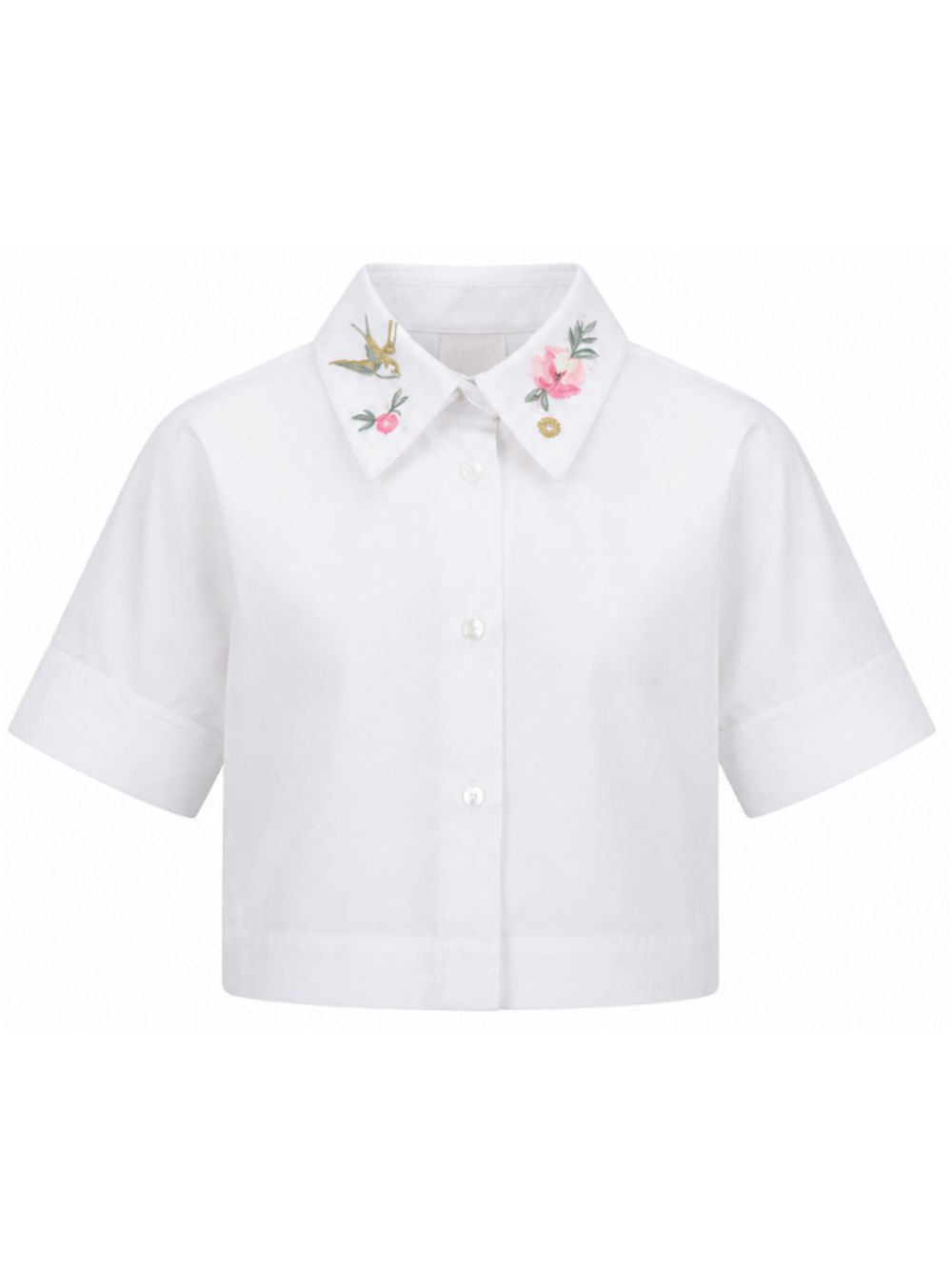 Camicia per bambina Givenchy Kids bianca con ricamo floreale sul colletto H31419 10P GIVENCHY KIDS