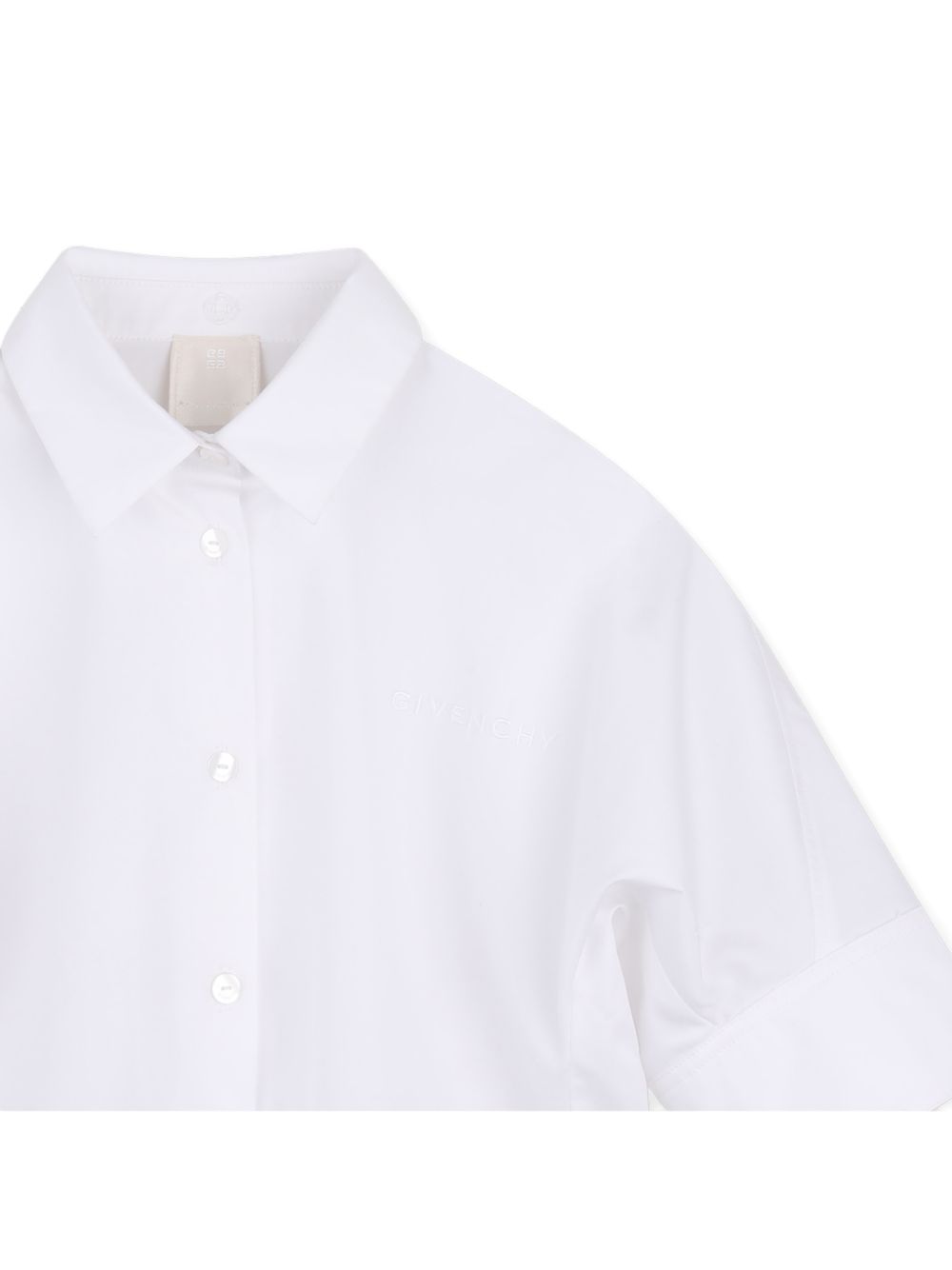 Camicia per bambina Givenchy Kids bianca con ricamo floreale sul colletto H31419 10P GIVENCHY KIDS