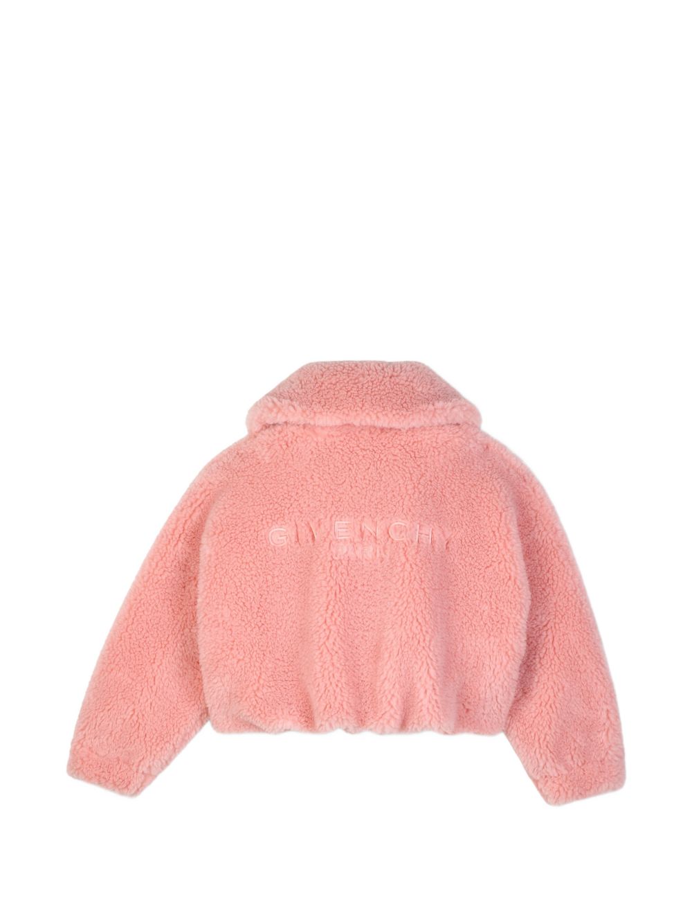 Giacca per bambina Givenchy Kids rosa in shearling sintetico con logo H31425 46G GIVENCHY KIDS