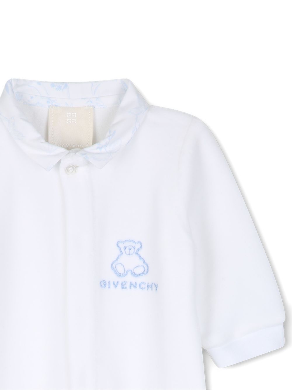 Set tutina e bavaglino per neonato Givenchy Kids bianco con dettagli in azzurro H31535 10P GIVENCHY KIDS