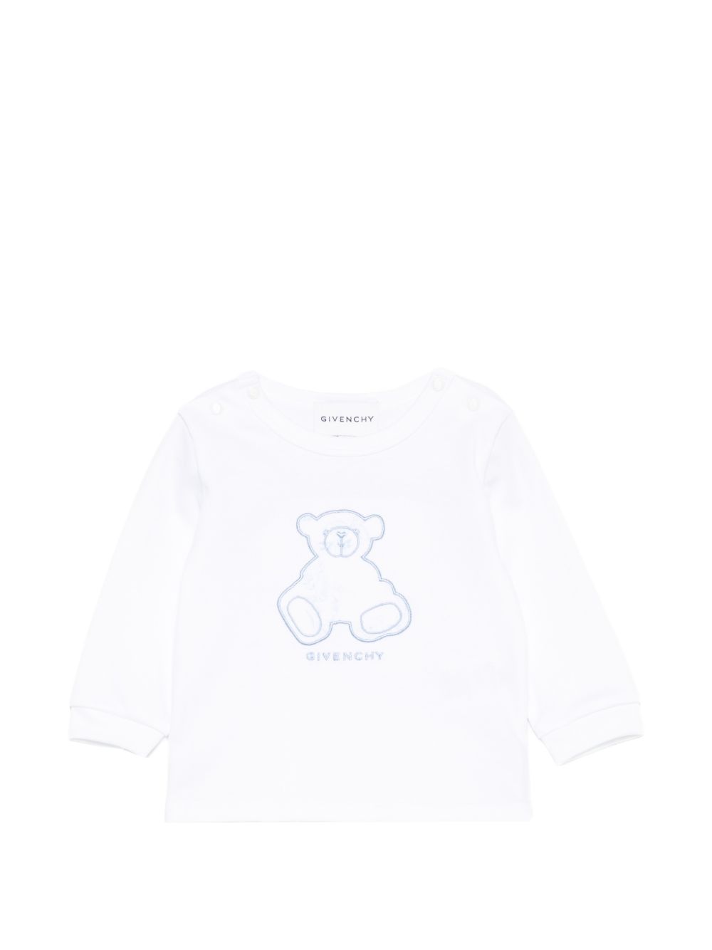 Set salopette e T-shirt per neonato Givenchy Kids azzurro con motivo a spina di pesce H31538 783 GIVENCHY KIDS