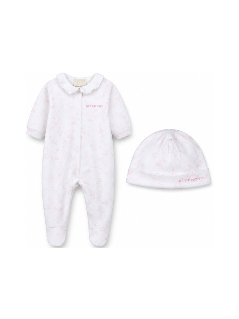 Set tutina e cappellino per neonata Givenchy Kids rosa con logo ricamato sul davanti H31539 N54 GIVENCHY KIDS