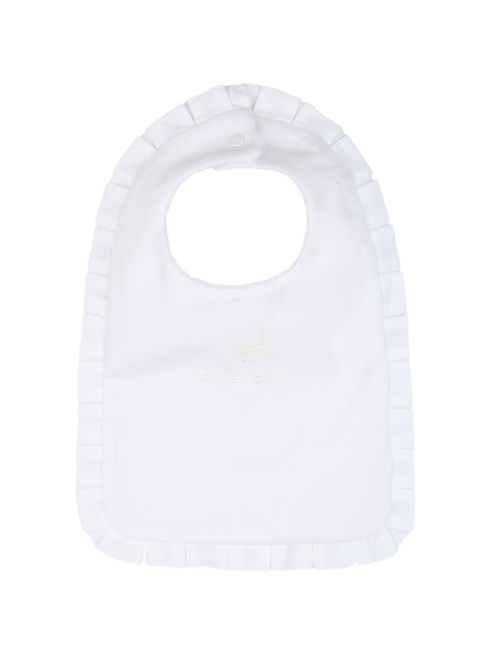 Set tutina e bavaglino per neonati Givenchy Kids bianco con ricamo farfalla H31540 10P GIVENCHY KIDS