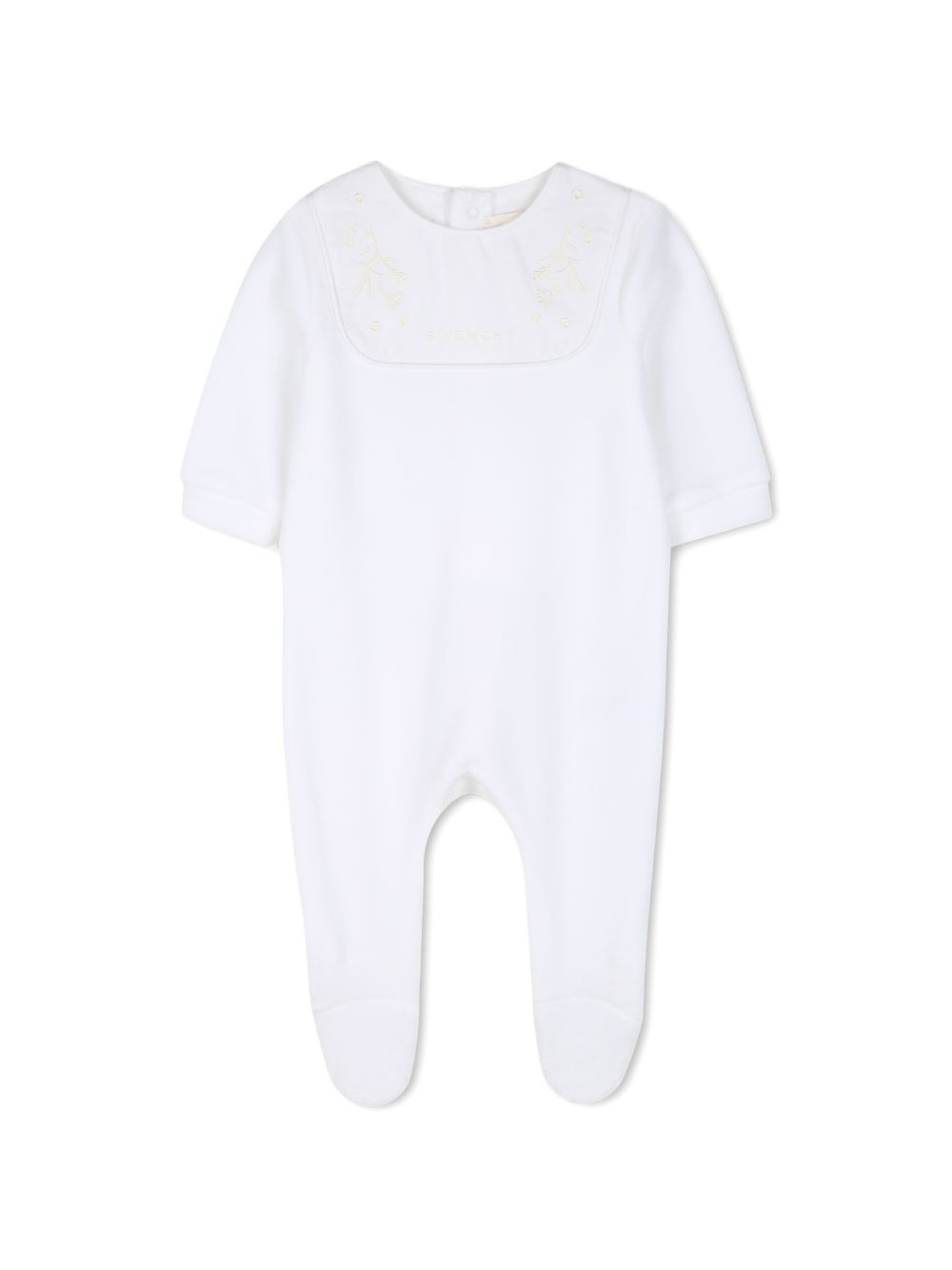 Set tutina e bavaglino per neonati Givenchy Kids bianco con ricamo farfalla H31540 10P GIVENCHY KIDS