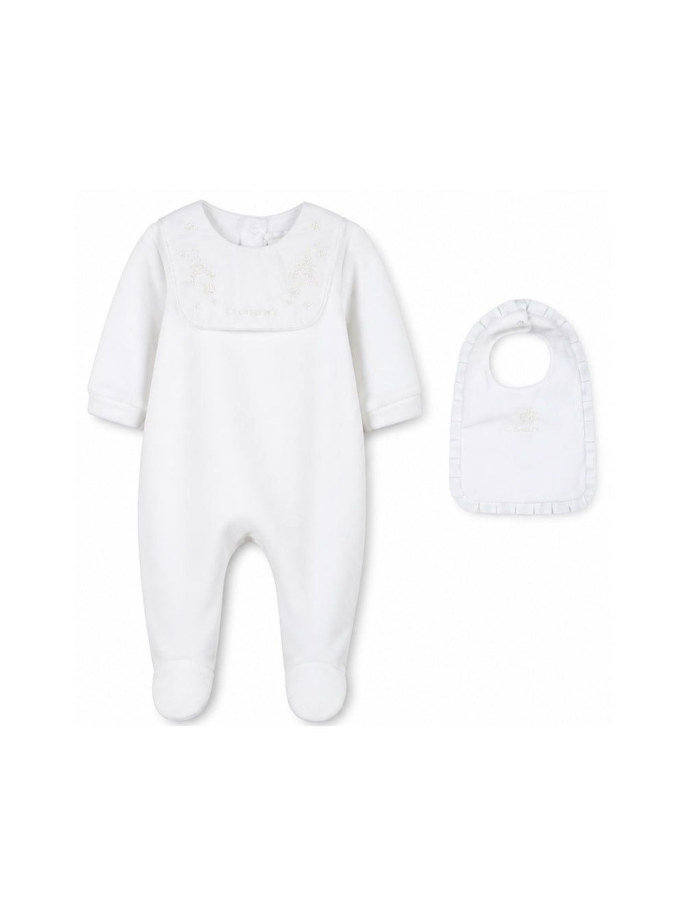 Set tutina e bavaglino per neonati Givenchy Kids bianco con ricamo farfalla H31540 10P GIVENCHY KIDS