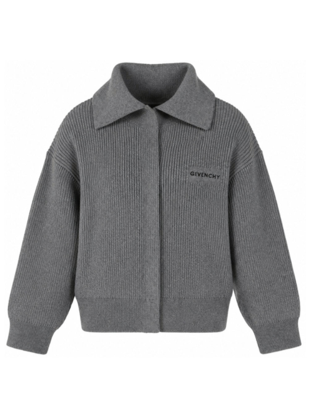 Cardigan per bambina Givenchy Kids grigio a coste con applicazione H31549 A47 GIVENCHY KIDS