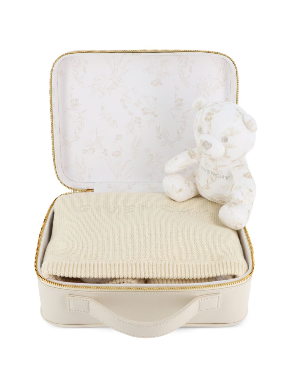 Set cofanetto copertina e orsetto per neonati Givenchy Kids beige con logo ricamato H31569 21K GIVENCHY KIDS