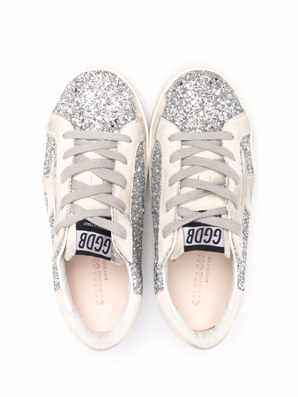 Sneakers per bambina Golden Goose Kids argento con motivo glitter F00101F000416 70136 GOLDEN GOOSE KIDS