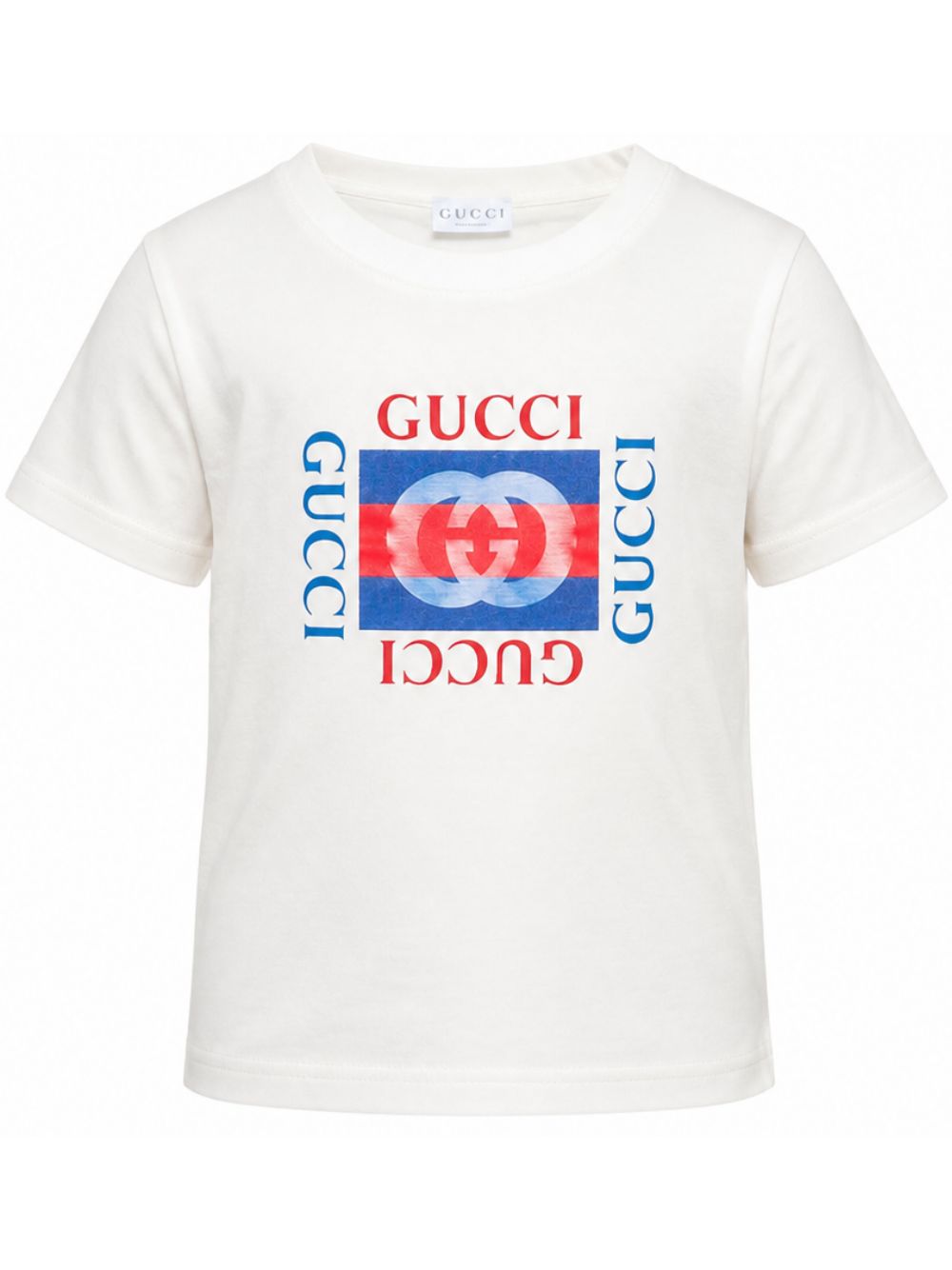 T-shirt per bambini Gucci Kids bianca con stampa logo Gucci sul davanti 575114XJHO8 9214 GUCCI KIDS