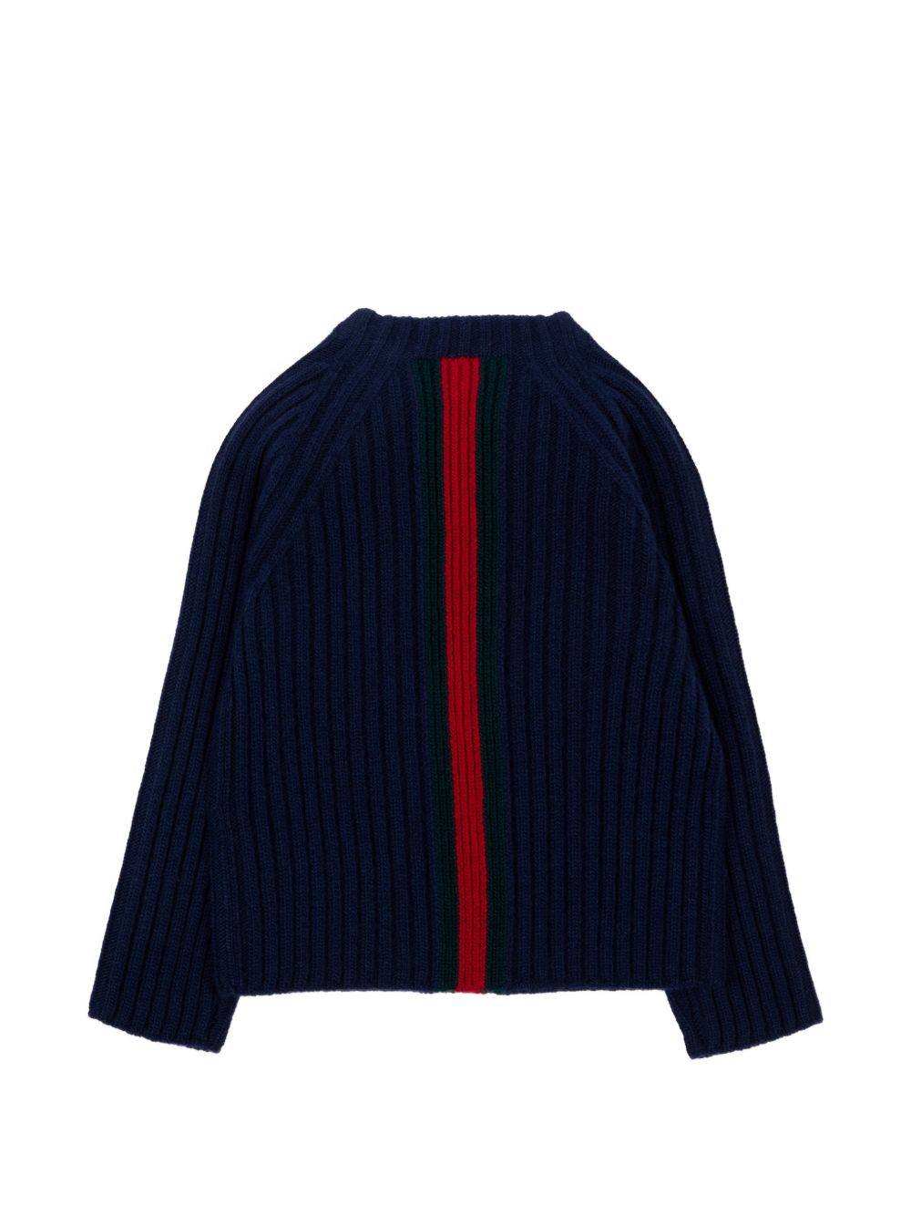 Maglione per neonato Gucci Kids blu con dettagli in motivo Web Stripe 866182XKFIL 4154 GUCCI KIDS