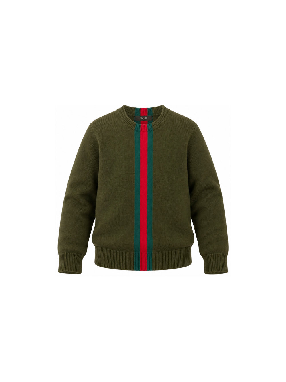 Maglione per bambino Gucci Kids verde con decorazione Web 867433XKFNR 3008 GUCCI KIDS