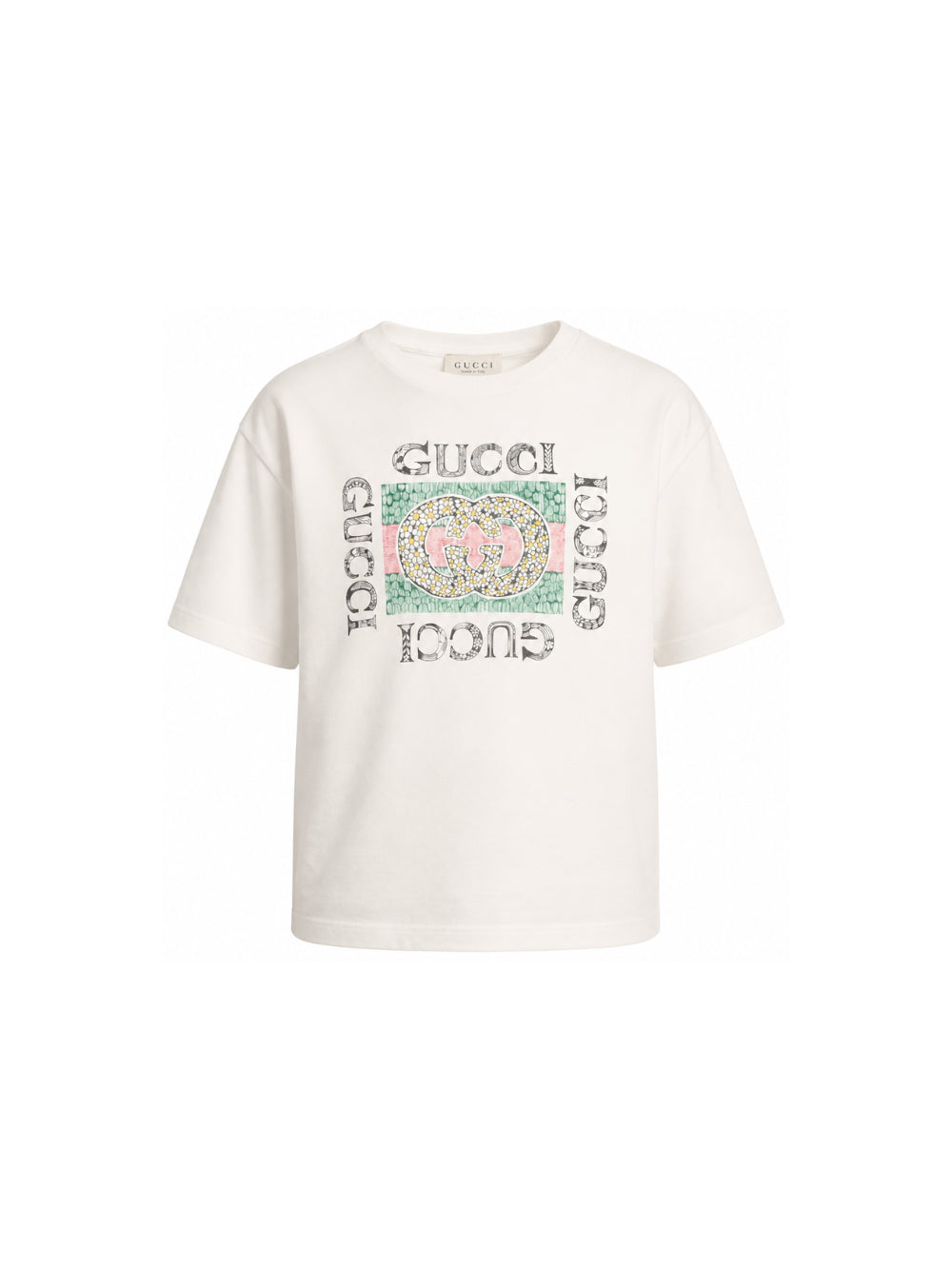 T-shirt per bambina Gucci Kids bianca con stampa con logo Interlocking G 868058XJHYW 9214 GUCCI KIDS
