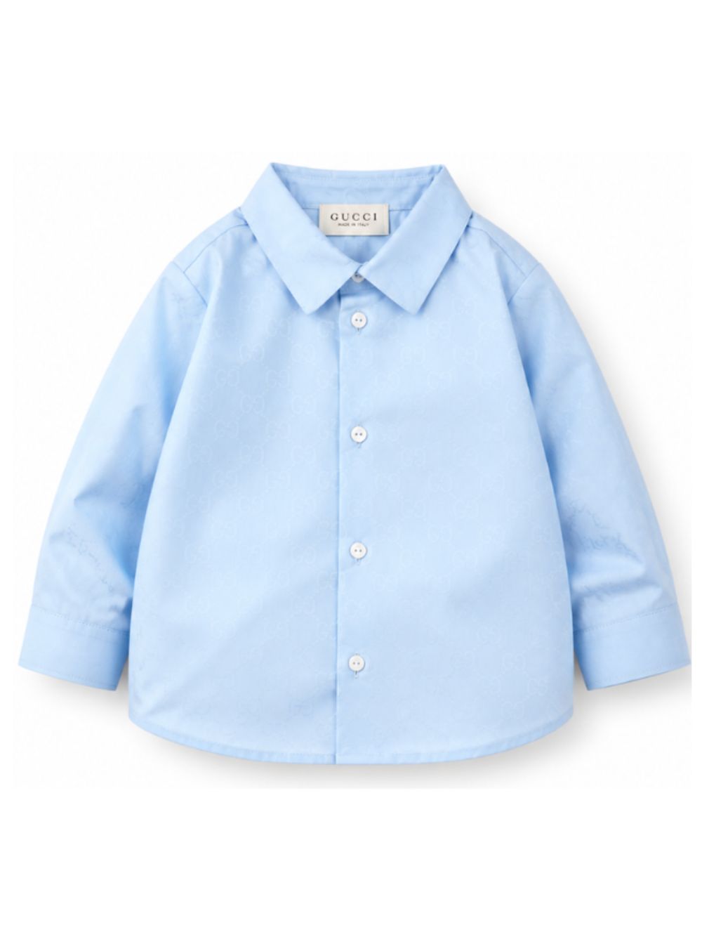 Camicia per neonato Gucci Kids azzurra con motivo Jacquard GG Supreme all-over 870284XWA9G 4774 GUCCI KIDS