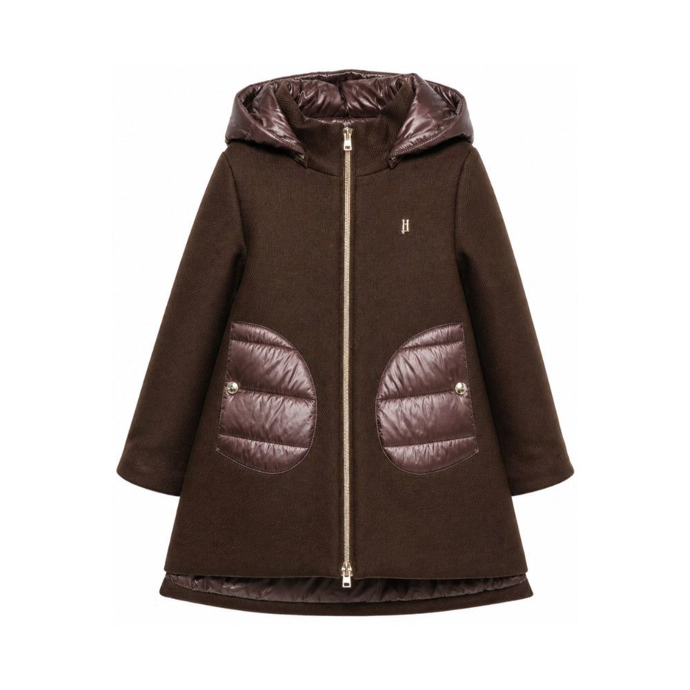 Cappotto per bambina Herno Kids marrone con inserti imbottiti GC000049G33344 8810 HERNO KIDS
