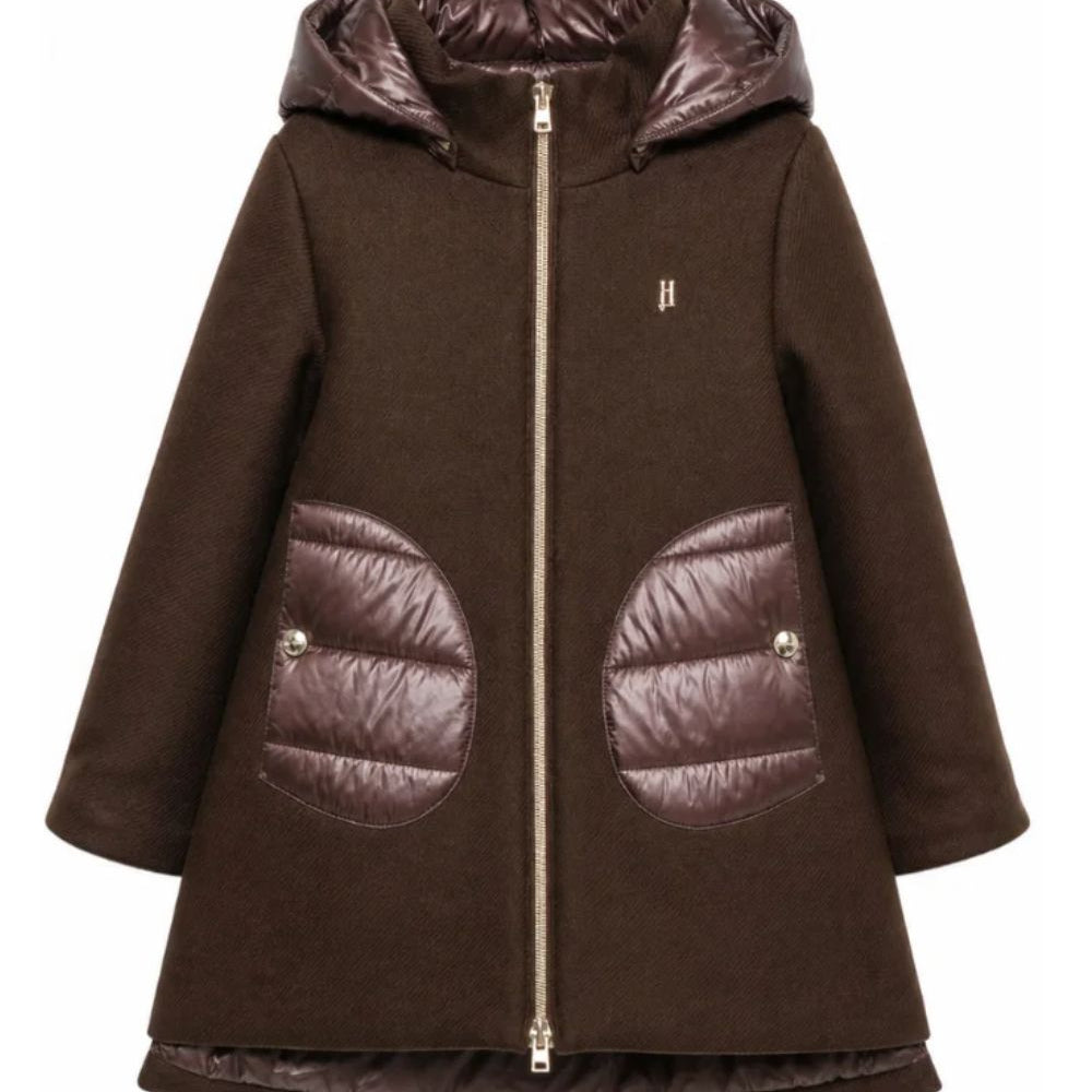 Cappotto per bambina Herno Kids marrone con inserti imbottiti GC000049G33344 8810 HERNO KIDS