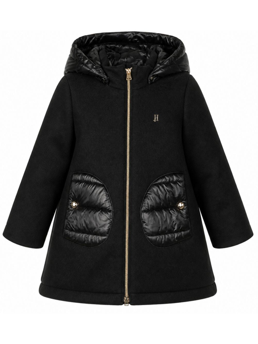 Cappotto per bambina Herno Kids nero con tasche con design trapuntato GC000049G33344 9300 HERNO KIDS