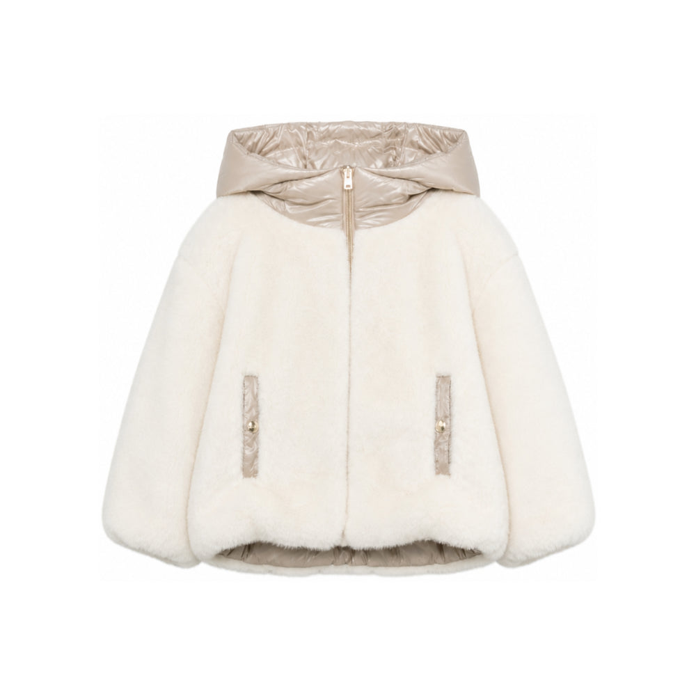 Giubbino per bambina Herno Kids beige con cappuccio imbottito GC000060G12630 1000 HERNO KIDS