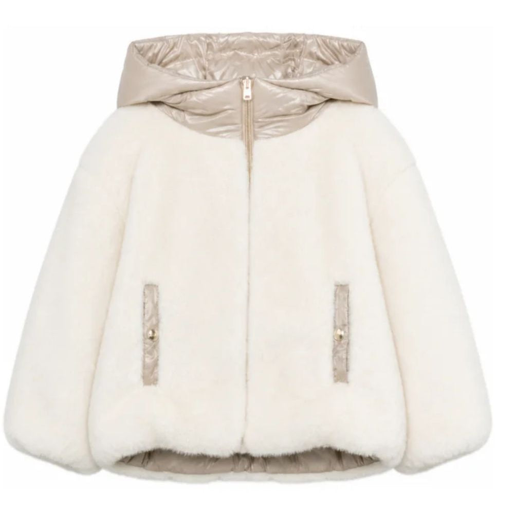 Giubbino per bambina Herno Kids beige con cappuccio imbottito GC000060G12630 1000 HERNO KIDS