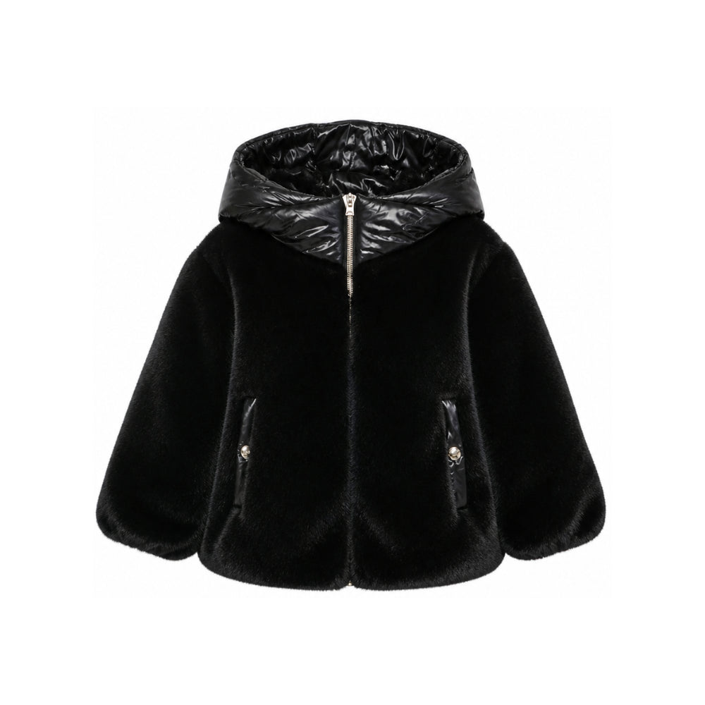 Giubbino per bambina Herno Kids nero con texture teddy GC000060G12630 9300 HERNO KIDS