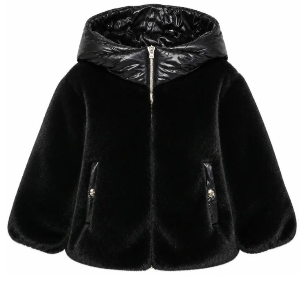 Giubbino per bambina Herno Kids nero con texture teddy GC000060G12630 9300 HERNO KIDS