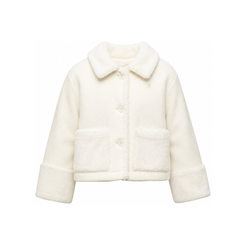 Giubbino per bambina Herno Kids bianco con inserti in ecopelliccia GI000104G33344 1000 HERNO KIDS