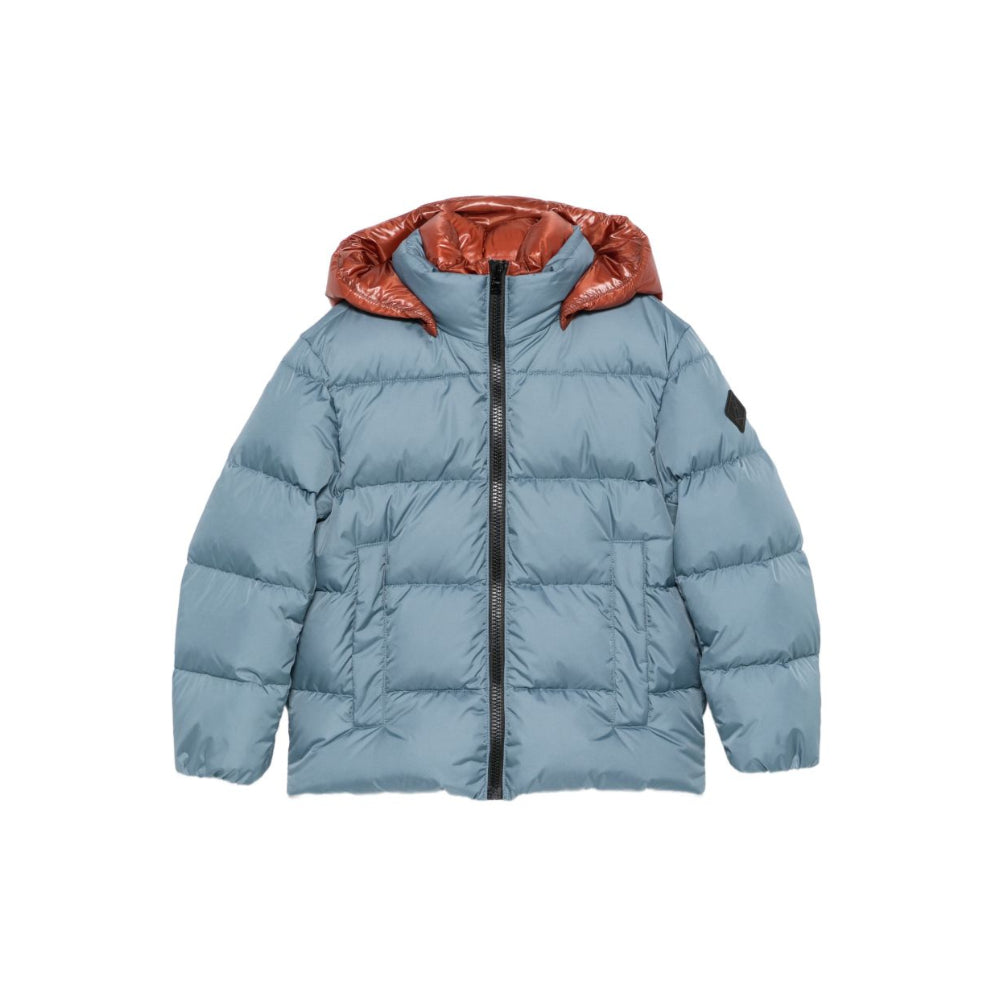 Giubbino per bambino Herno Kids azzurro con cappuccio marrone PI000043X12004Z 9097 HERNO KIDS