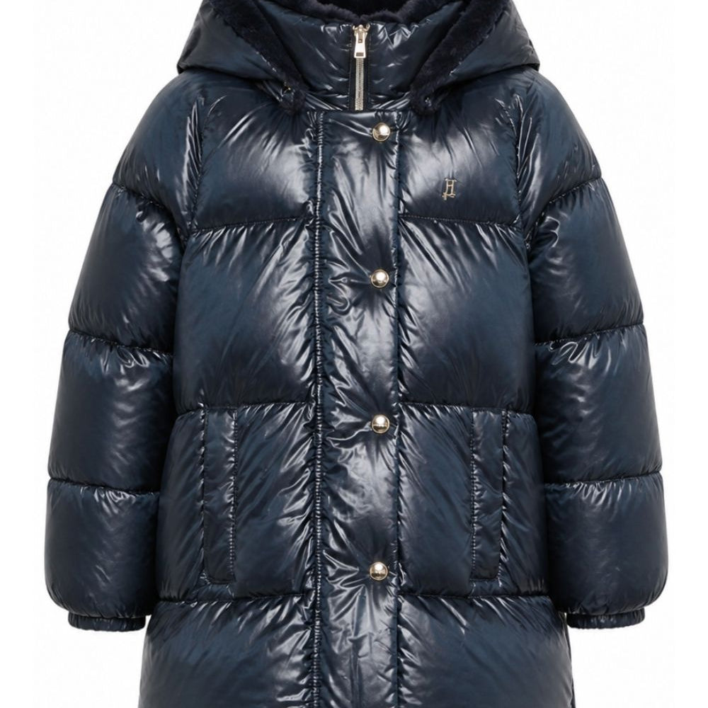 Cappotto per bambina Herno Kids blu con effetto glossy PI000195G12017Z 9200 HERNO KIDS