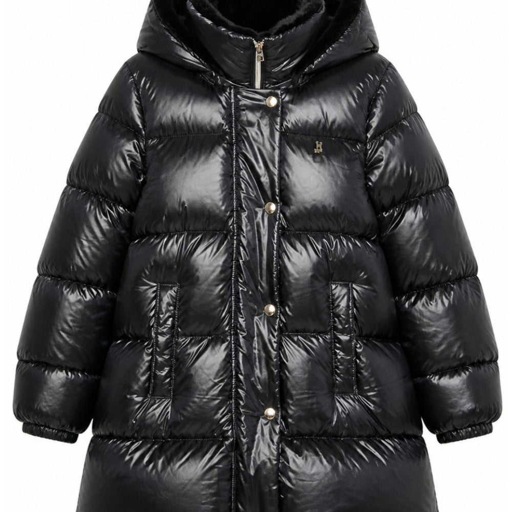 Giubbino per bambina Herno Kids nero collo alto e trapuntato PI000195G12017Z 9300 HERNO KIDS