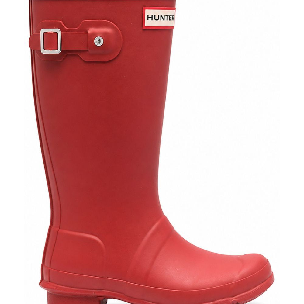 Stivali da pioggia per bambini Hunter Kids rossi con patch con logo sul davanti HFRJ0017252 MLR HUNTER KIDS