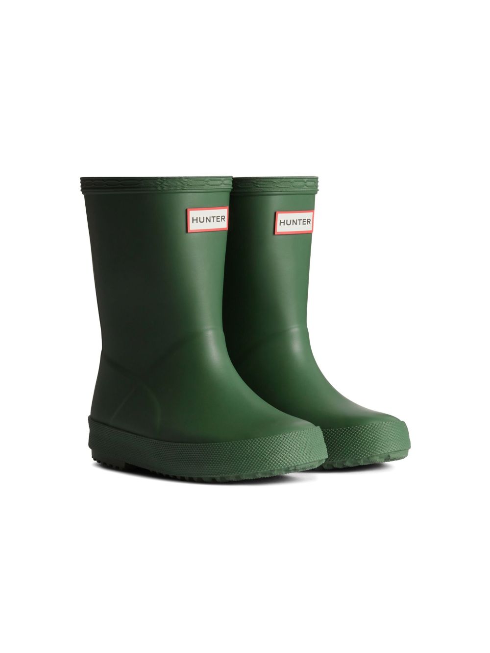 Stivali da pioggia per bambini Hunter Kids verde con patch logo sul davanti HFRK0032252 HGR HUNTER KIDS