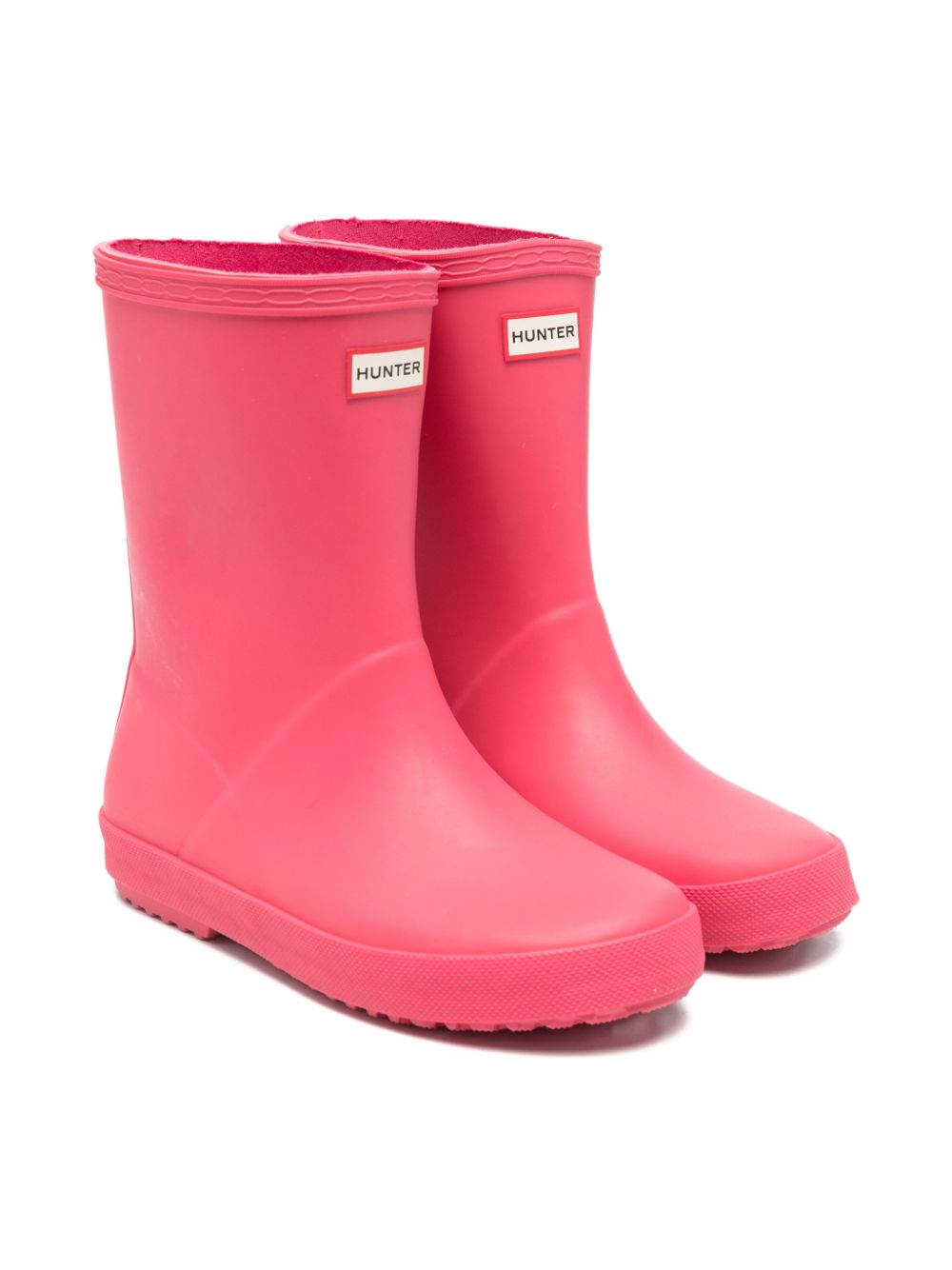 Stivali da pioggia per bambina Hunter Kids rosa con logo applicato sul davanti HFRK0032252 RBP HUNTER KIDS