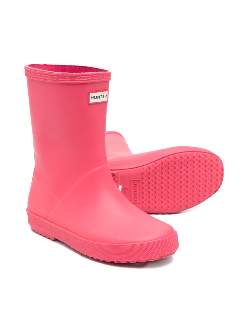 Stivali da pioggia per bambina Hunter Kids rosa con logo applicato sul davanti HFRK0032252 RBP HUNTER KIDS