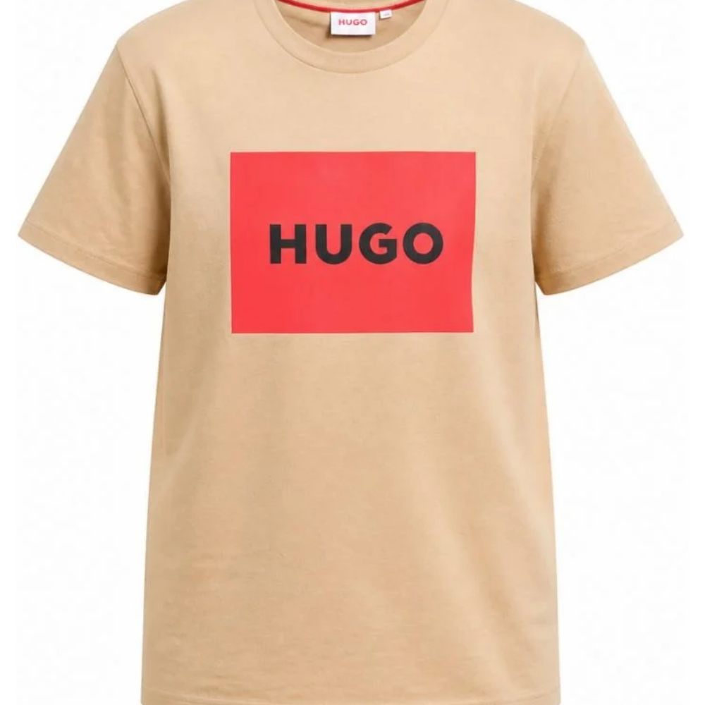 T-shirt per bambino Hugo Kids beige con stampa grafica del logo G00572 23B Hugo KIDS