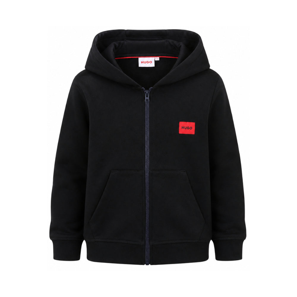 Felpa per bambino Hugo Kids nera con logo sul davanti G01181 09B Hugo KIDS