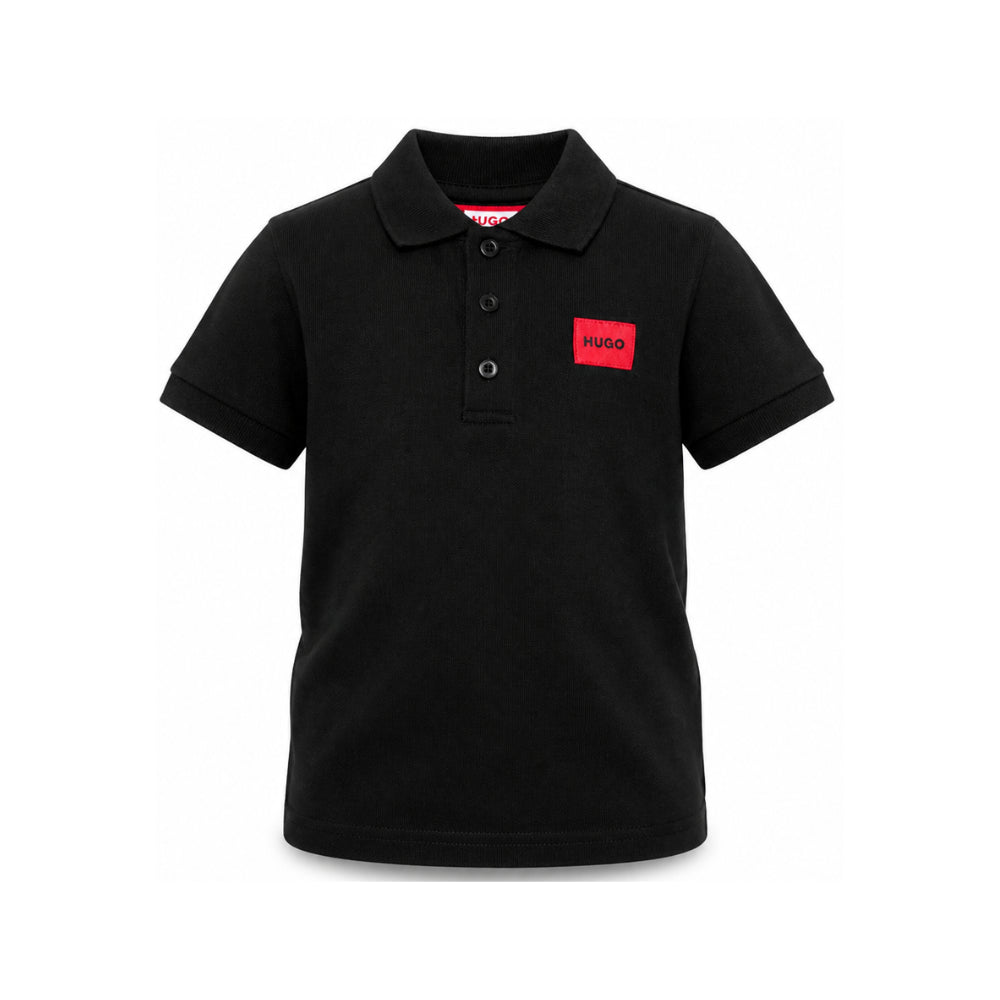 T-shirt per bambino Hugo Kids nera con colletto stile polo G01186 09B Hugo KIDS