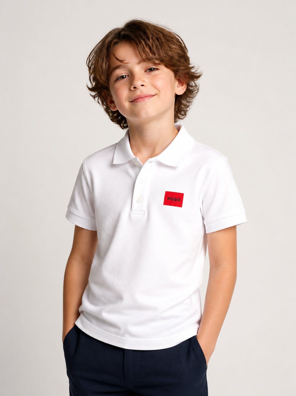Polo per bambino Hugo Kids bianca con logo sul davanti G01186 10P Hugo KIDS