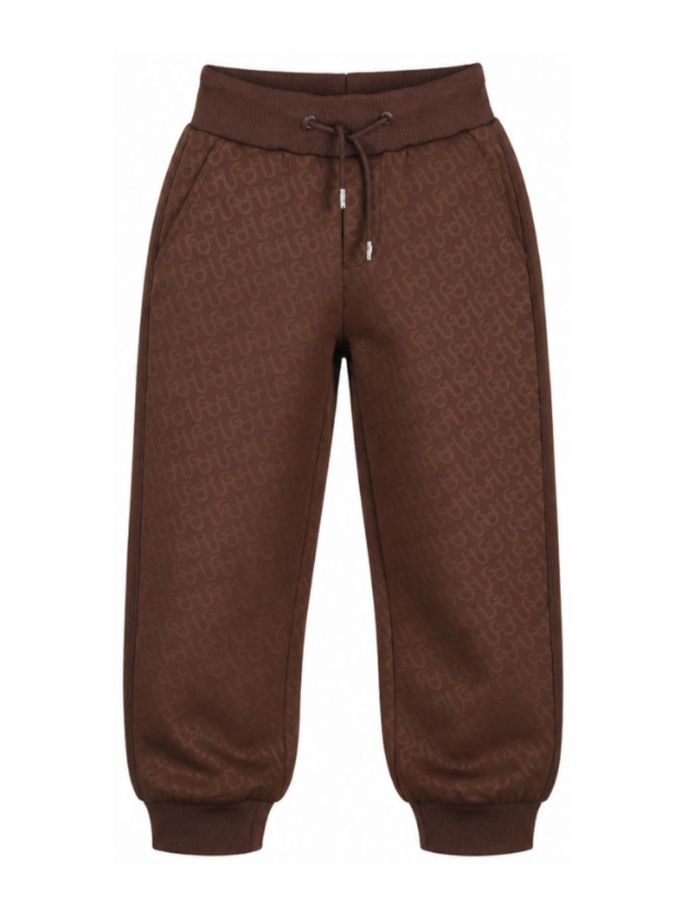 Pantaloni sportivi per bambino Hugo Kids marroni con motivo monogramma all-over G01210 33G Hugo KIDS