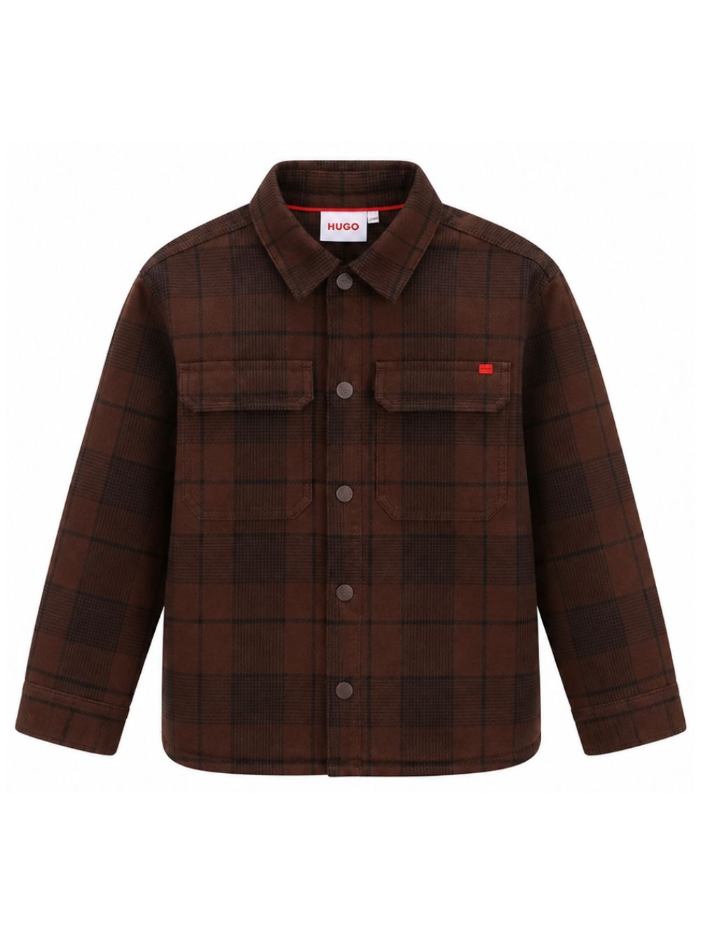 Camicia per bambino Hugo Kids marrone con design a quadri G01226 33G Hugo KIDS