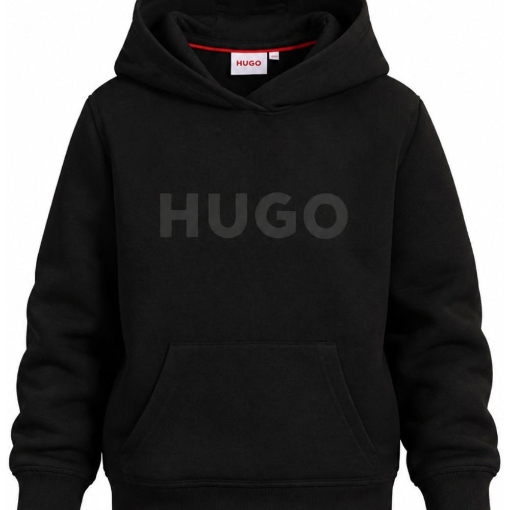 Felpa per bambino Hugo Kids nera con logo sul davanti G01231 09B Hugo KIDS