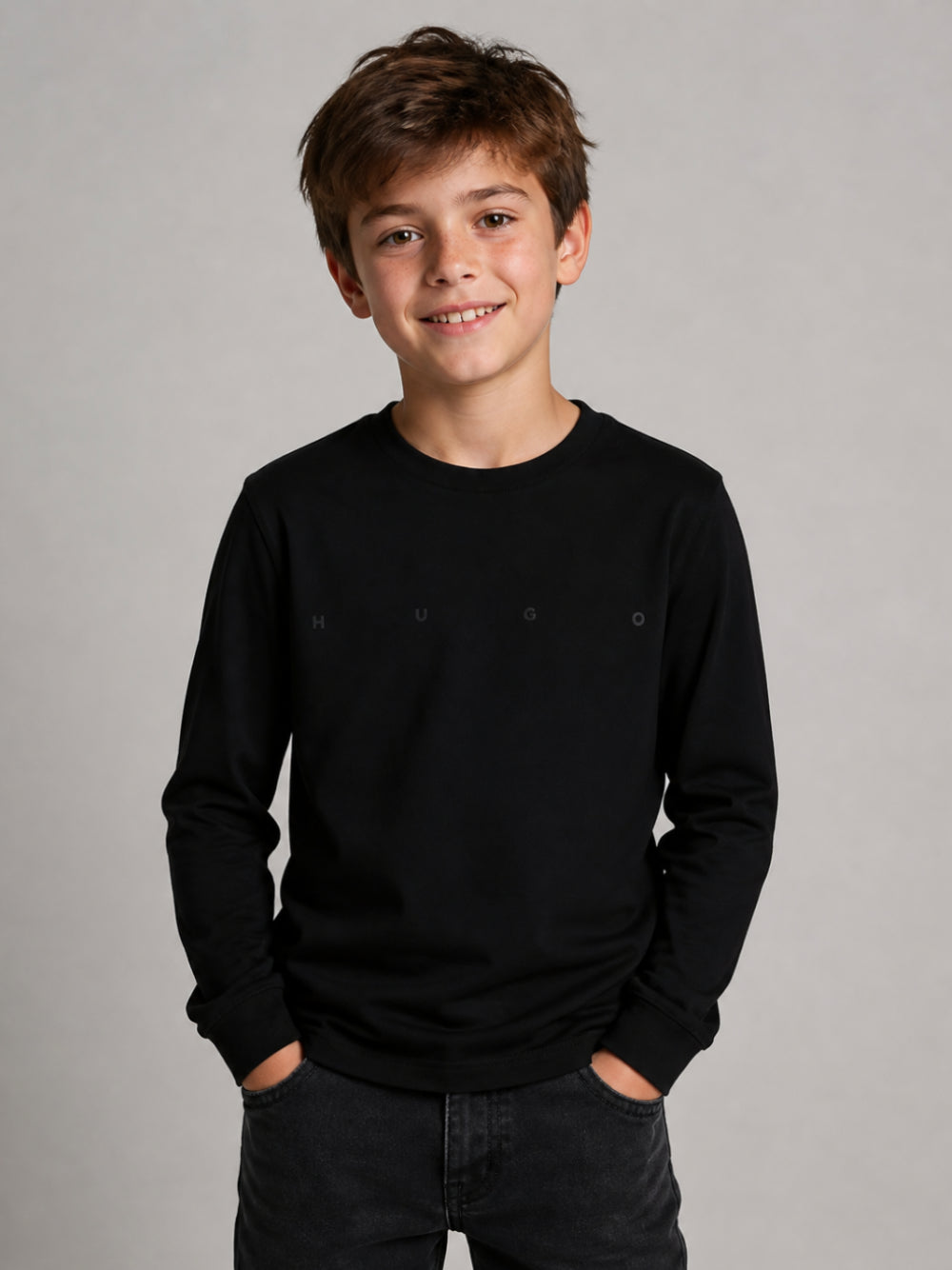T-shirt per bambino Hugo Kids nera con logo G01243 09B Hugo KIDS