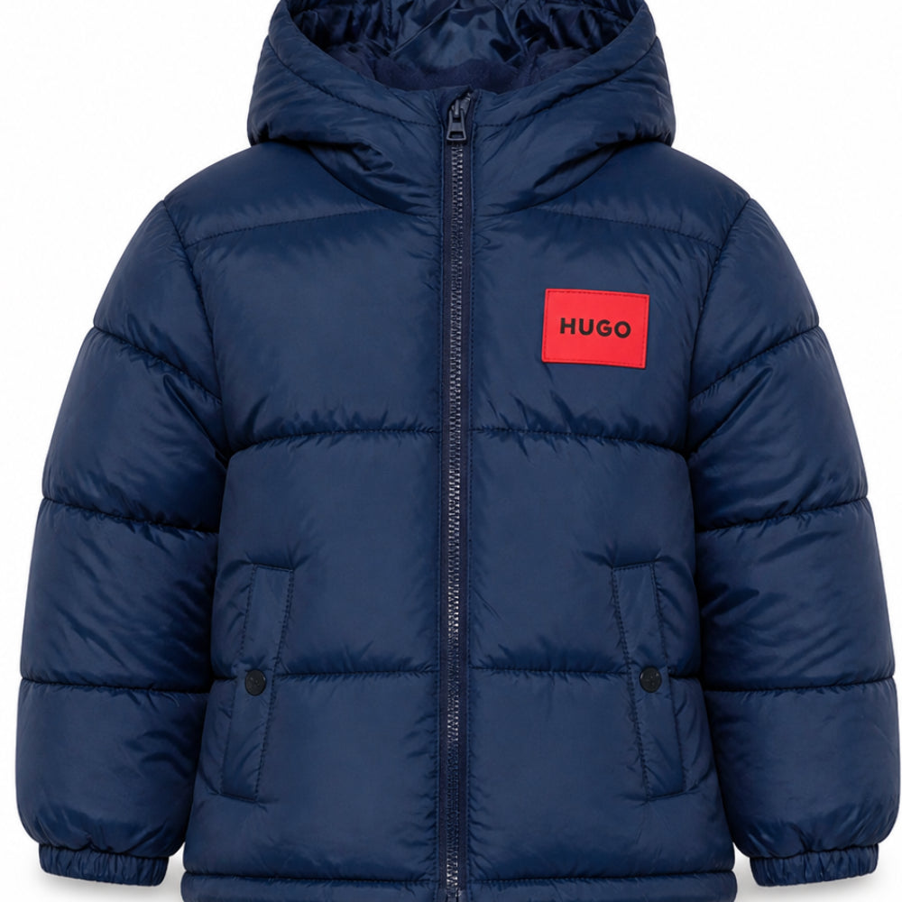 Piumino per bambino Hugo Kids blu con patch logata G01254 85C Hugo KIDS