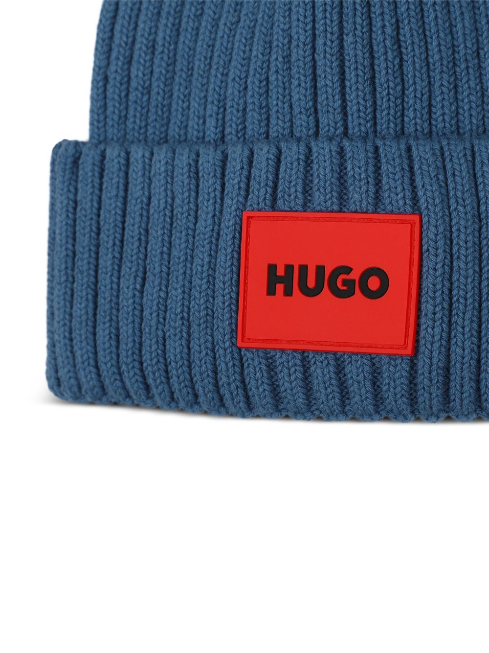 Berretto per bambino Hugo Kids blu a coste con applicazione G01314 836 Hugo KIDS