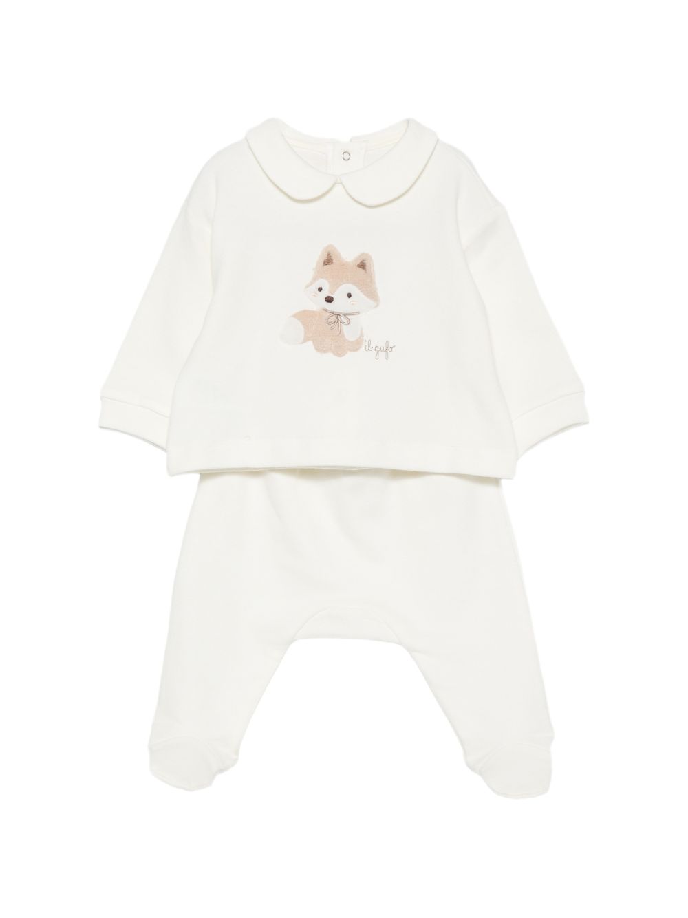 Set maglione e pantaloni per neonati Il Gufo Kids bianco con toppa a forma di volpe con toppa a forma di volpe A26GDF0036M0100 100 IL GUFO KIDS