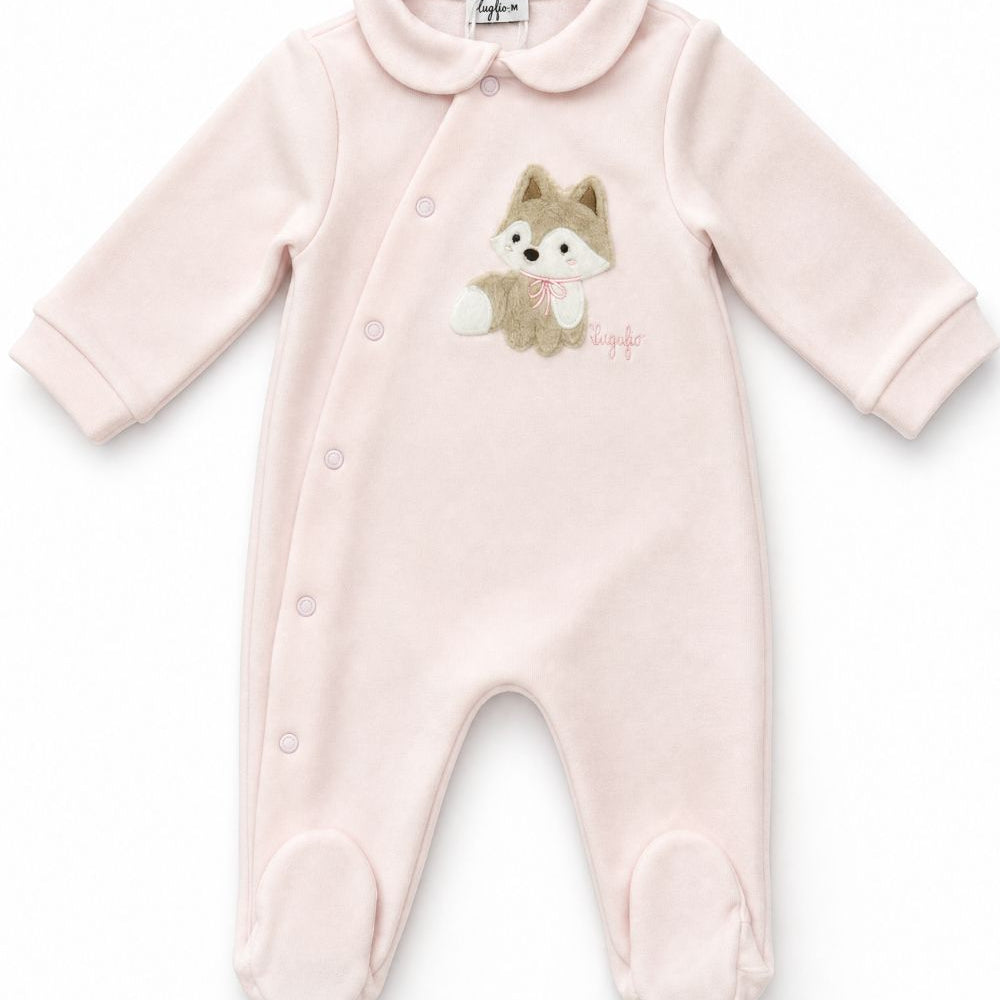 Tutina per neonata Il Gufo Kids rosa con ricamo volpe sul davanti A26GTP0014M0100 303 IL GUFO KIDS
