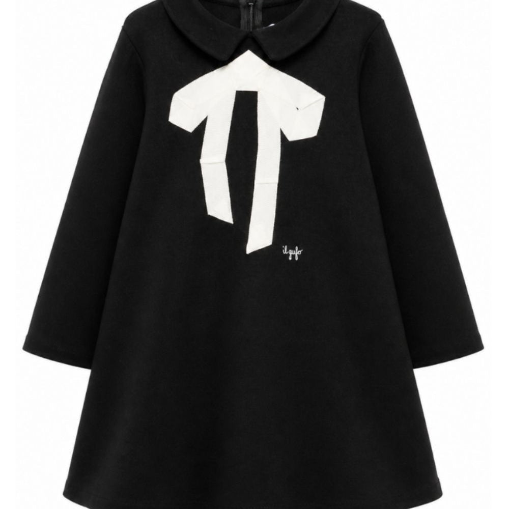 Abito per bambina Il Gufo Kids nero con dettaglio fiocco A26GVL0017M0041 0910 IL GUFO KIDS