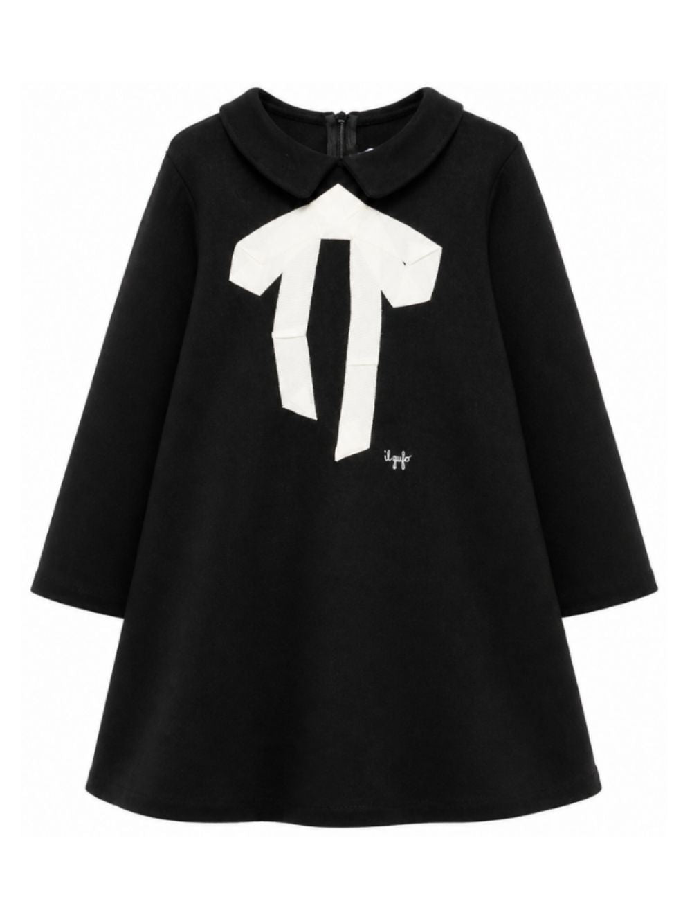 Abito per bambina Il Gufo Kids nero con dettaglio fiocco A26GVL0017M0041 0910 IL GUFO KIDS